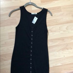 Black midi button style dress NWT